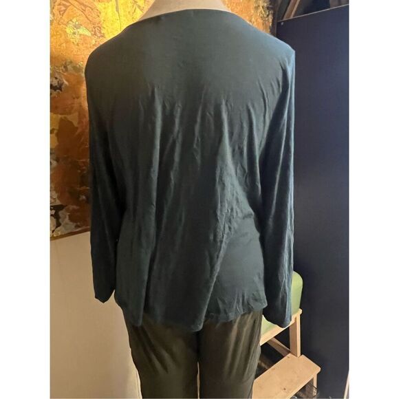 Chalet et ceci Lagenlook Colorblocked Bamboo Blend Green Tunic L - Picture 5 of 9